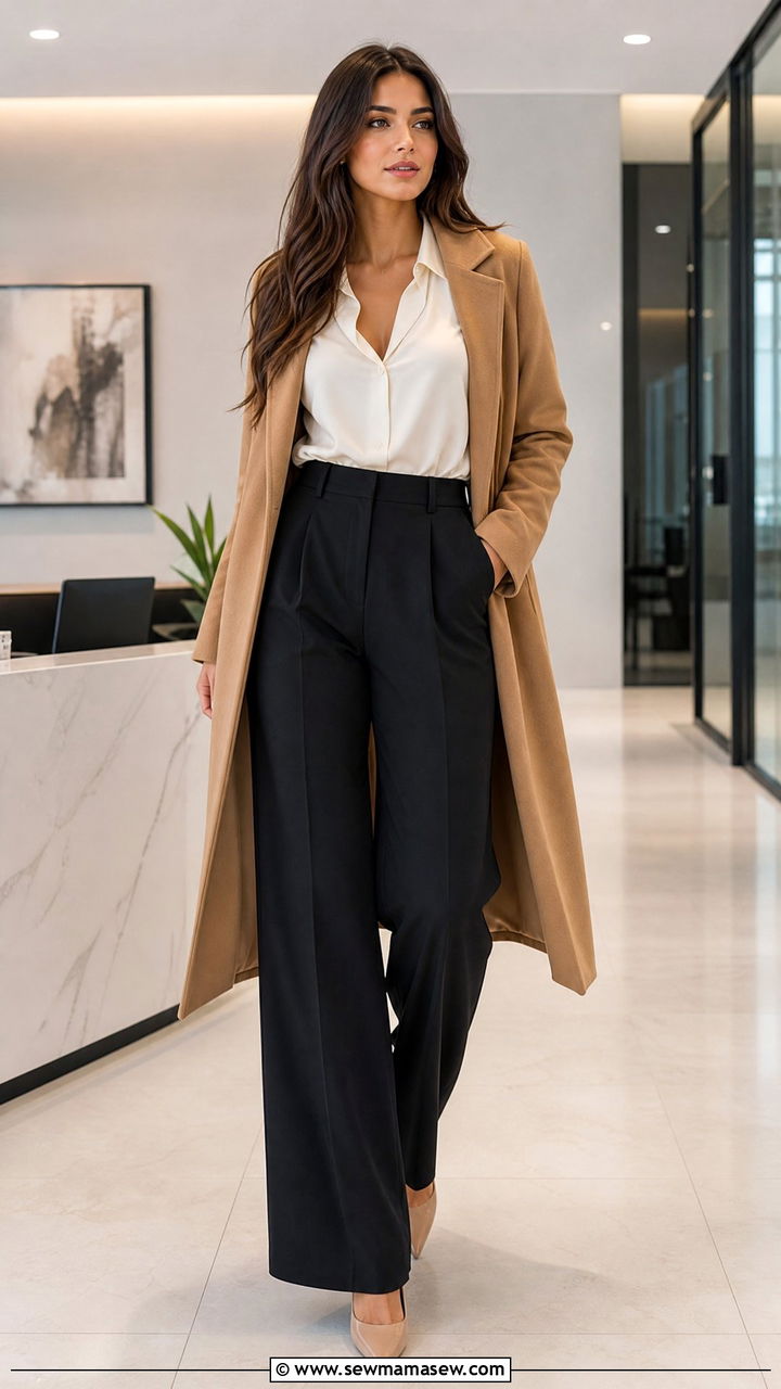 Camel Coat With Tailored Trousers and Pumps - 25 Camel coat outfit ideas 2026