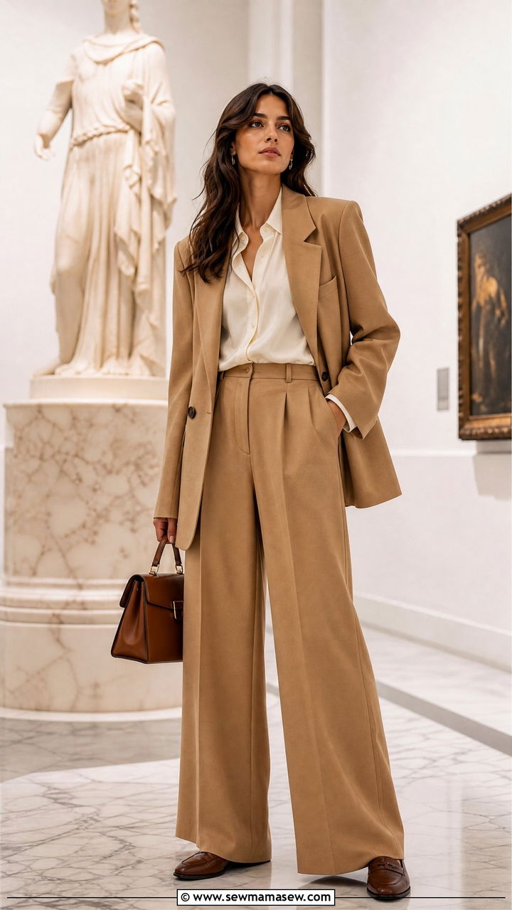 Camel Glamoratti Suit With Cream Tones - 30 glamoratti outfits inspo