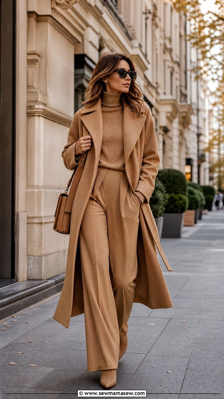 Camel Monochrome Outfit - 30 monochrome outfit ideas for women