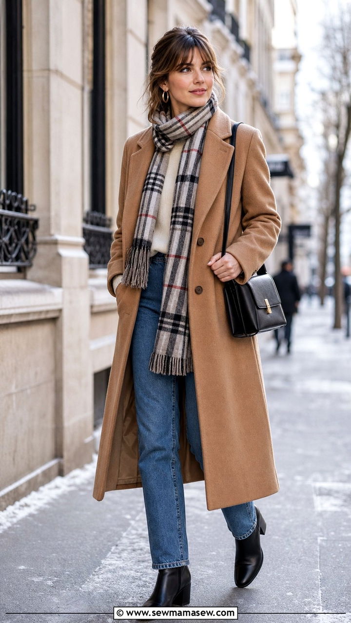 Camel Wool Coat French Girl Outfit - 25 cute French girl outfits