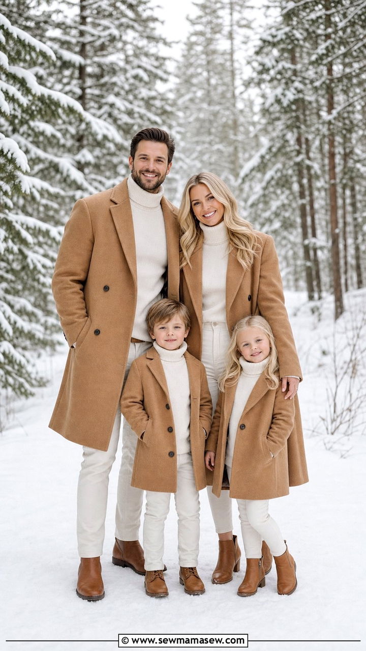 Camel Wool Coat Winter Family Photo Outfit - 25 family photo outfits inspo