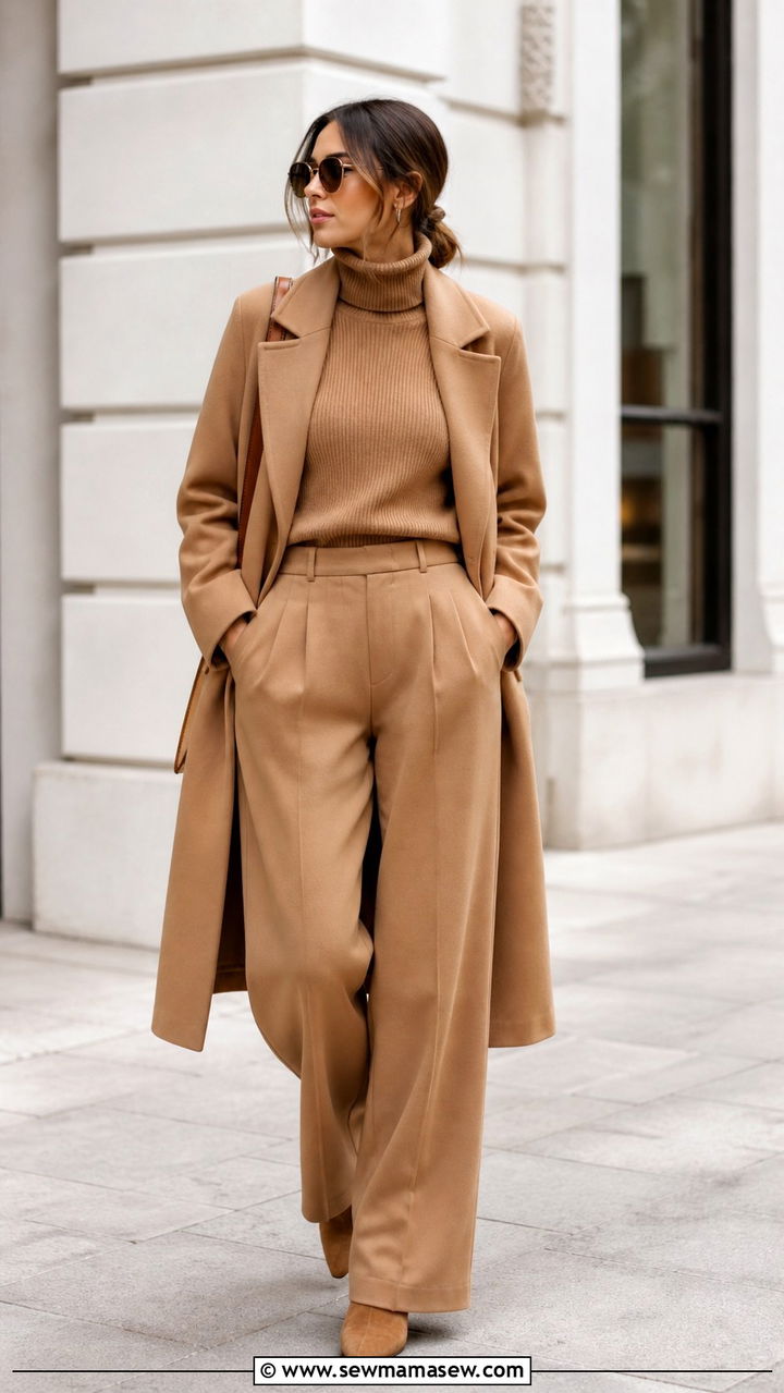 Camel and Cream Tonal Look with Tweed Jacket and Chinos - 40 Camel outfit ideas