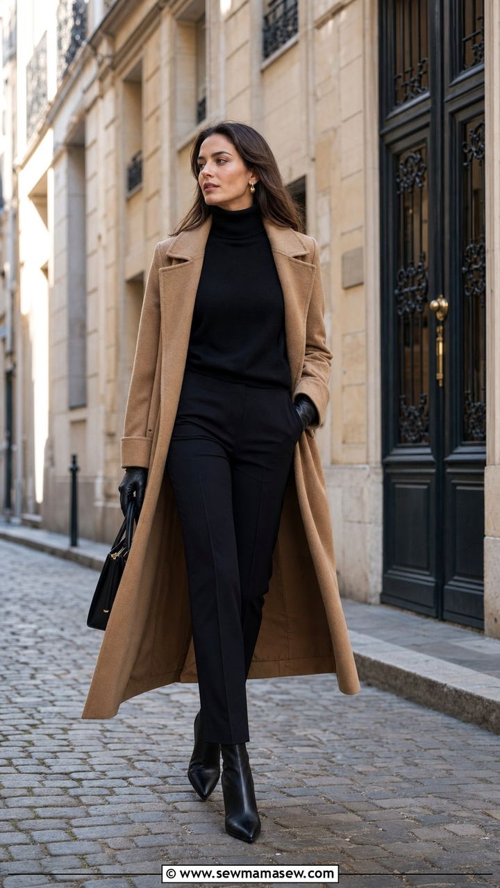 Camel coat with turtleneck sweater old money outfit - 25 cute old money outfits
