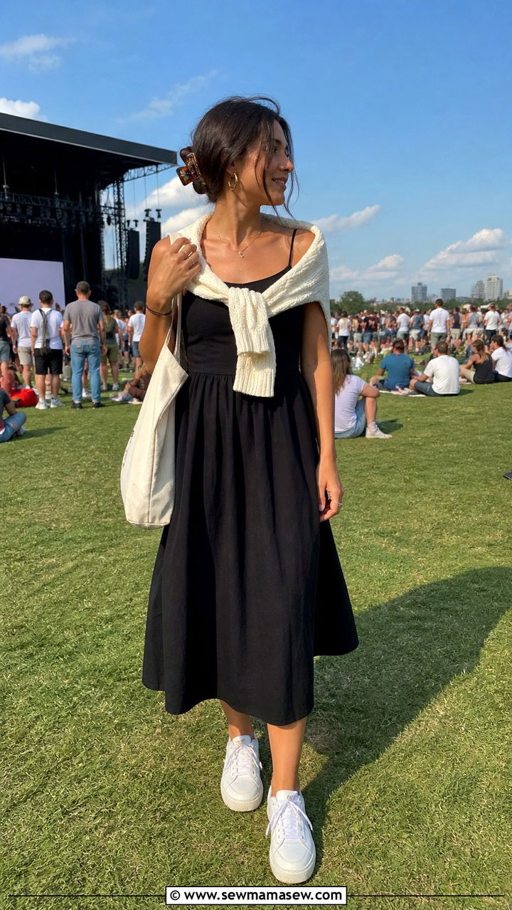 Cami Dress and White Sneakers Outfit - 40 Summer concert outfit ideas