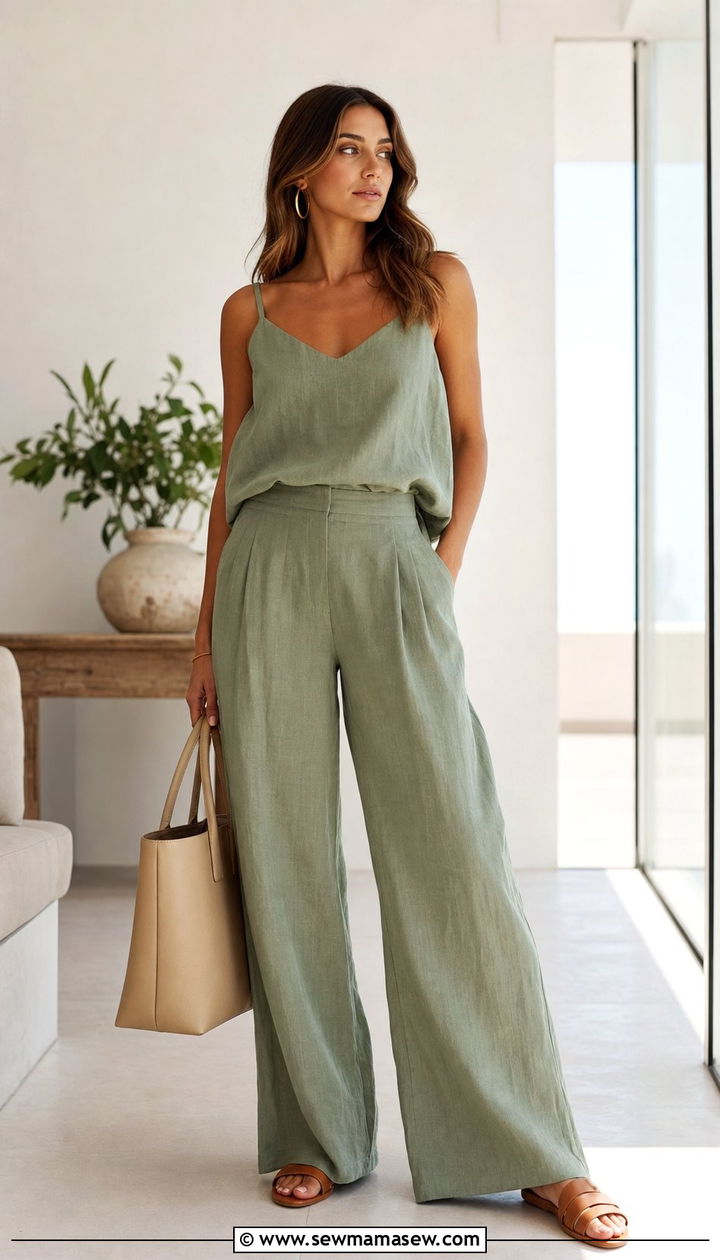 Cami top with matching wide leg trouser co ord - 35 Cami top outfit ideas