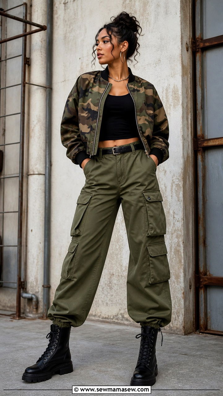 Camo Bomber Jacket with Cargo Pants - 40 casual bomber jacket outfits