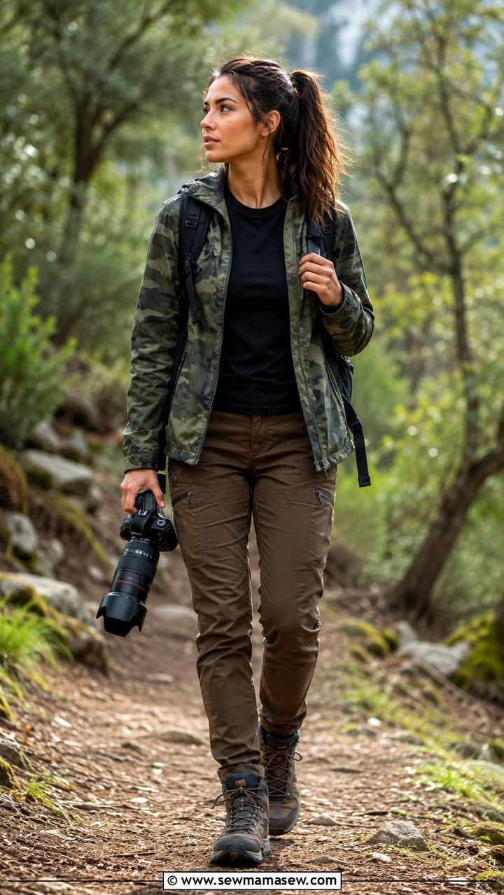 Camouflage Jacket and Hiking Boots Photographer Outfit - 25 Photographer outfit ideas
