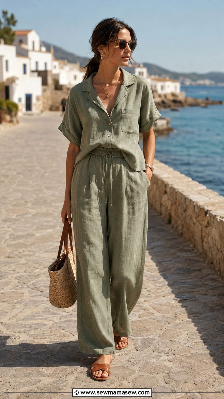 Camp Collar Shirt With Linen Trousers - 25 Androgynous outfit ideas