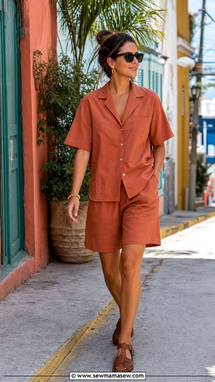 Camp collar shirt and Bermuda shorts set - 25 Coord set outfit ideas Bermuda summer