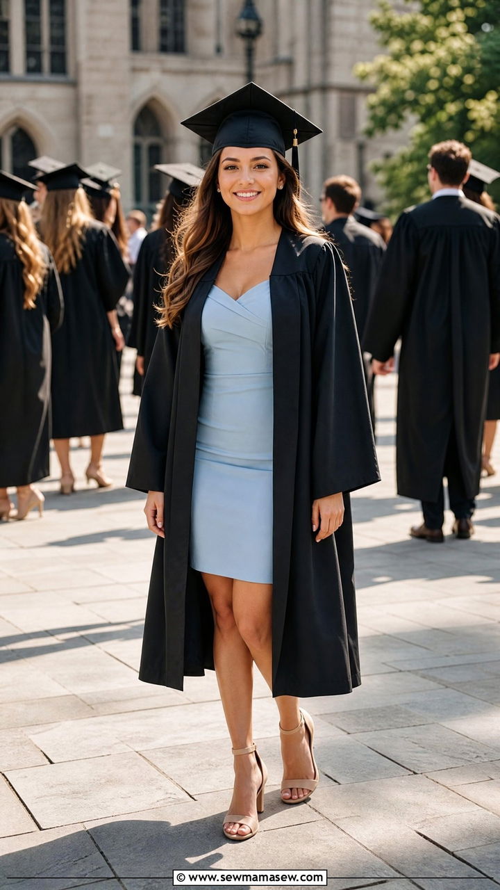 Cap and Gown With Fitted Dress - 25 graduation outfits inspo