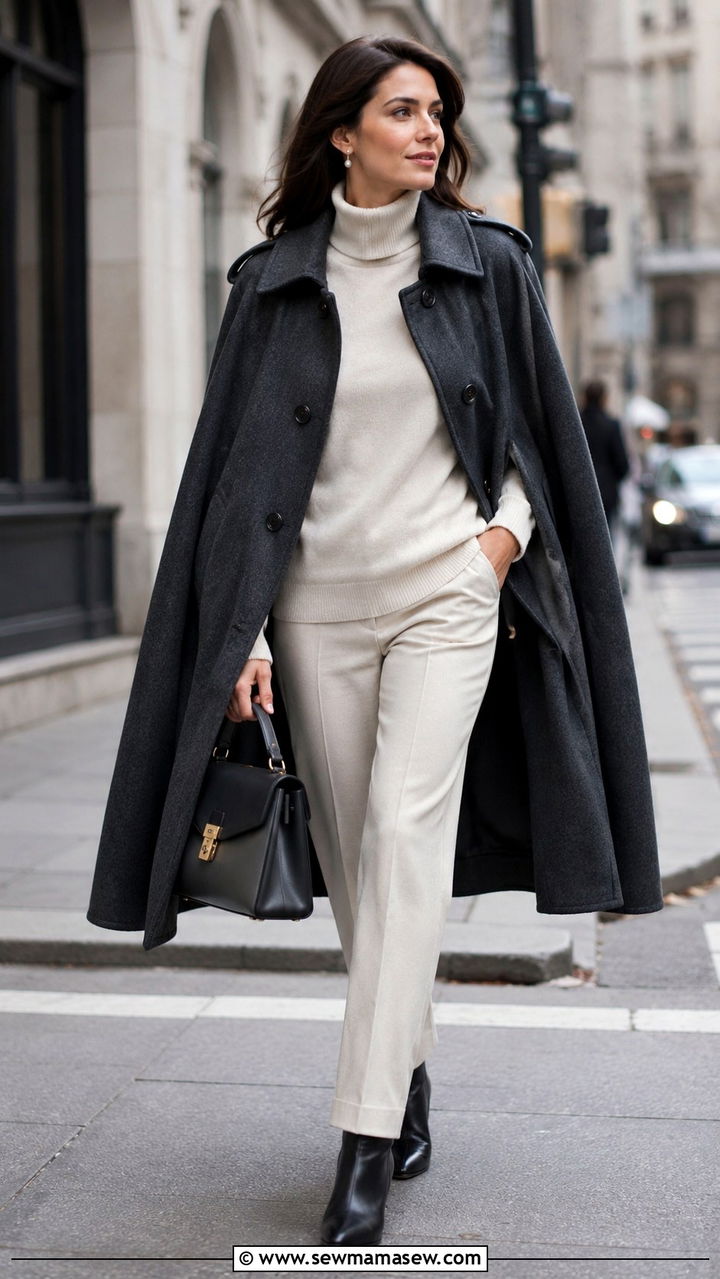 Cape Coat and Straight Leg Trousers Look - 20 Poetcore outfit ideas 2026