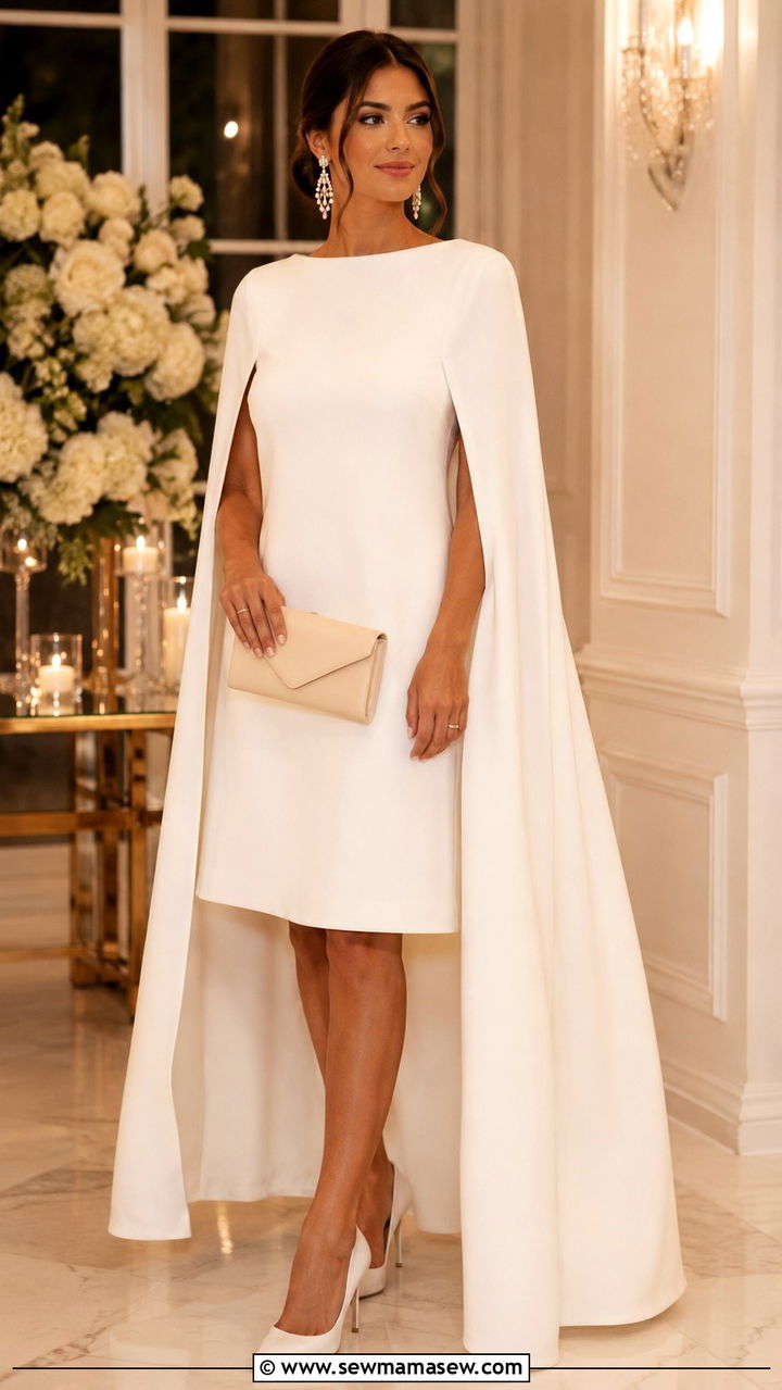 Cape Dress Bridal Shower Statement Outfit - 30 classy bridal shower outfit ideas