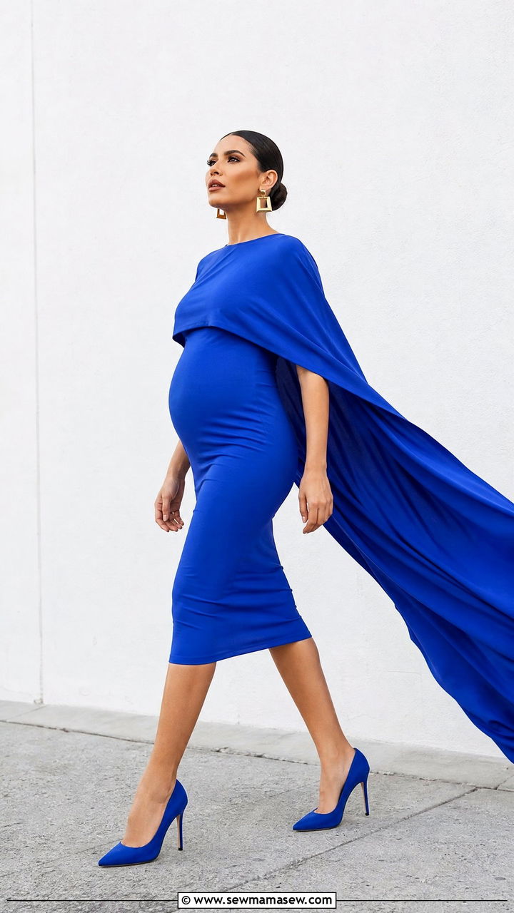 Cape Dress Editorial Maternity Photoshoot - 30 Maternity photoshoot outfit ideas