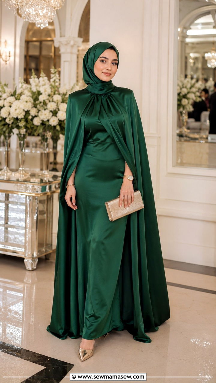 Cape Dress With Hijab - 30 Modest wedding guest outfit ideas with hijab