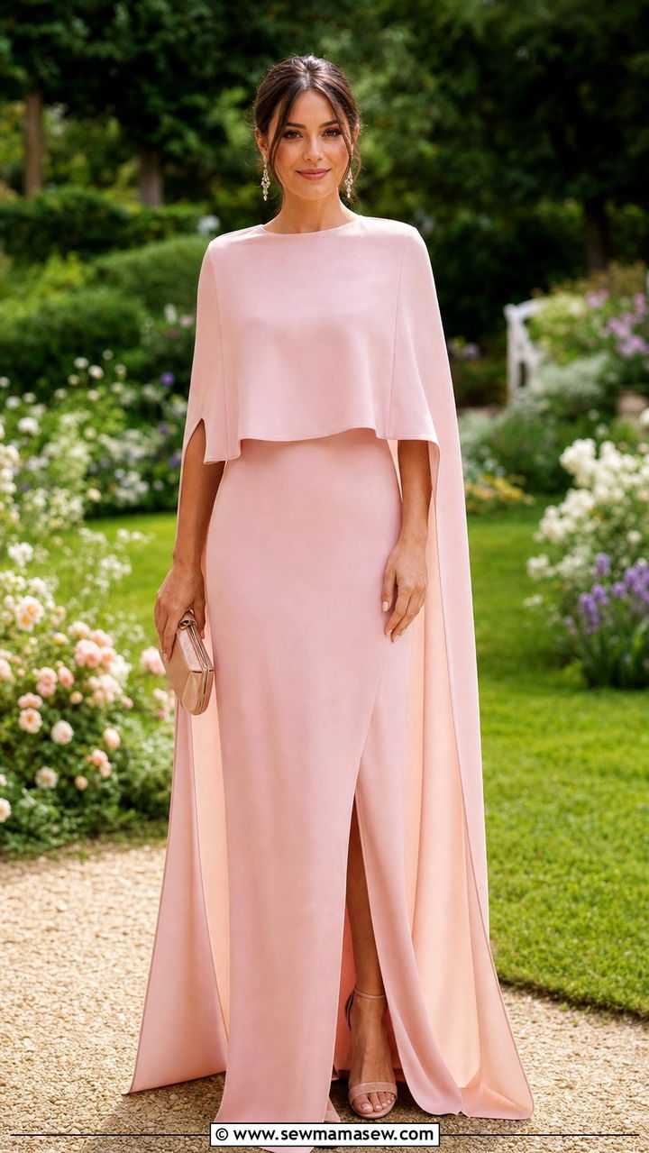 Cape Dress with Heeled Sandals Wedding Guest Outfit - 25 elegant outfits 2026
