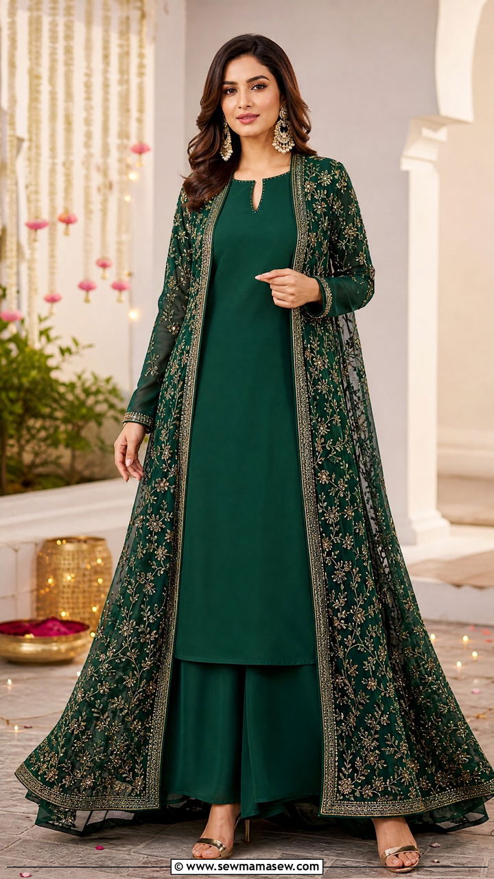 Cape Jacket Kurta Set for Karwa Chauth - 25 Karwa Chauth outfit ideas
