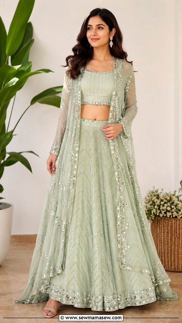 Cape Lehenga Set - 20 Modest outfit ideas for Henna night