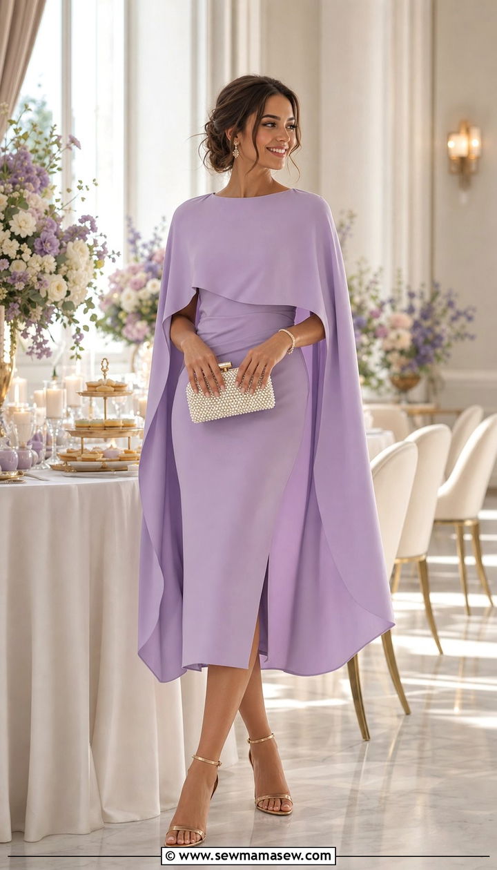 Cape Midi Dress Bridal Shower Outfit - 35 bridal shower outfit ideas