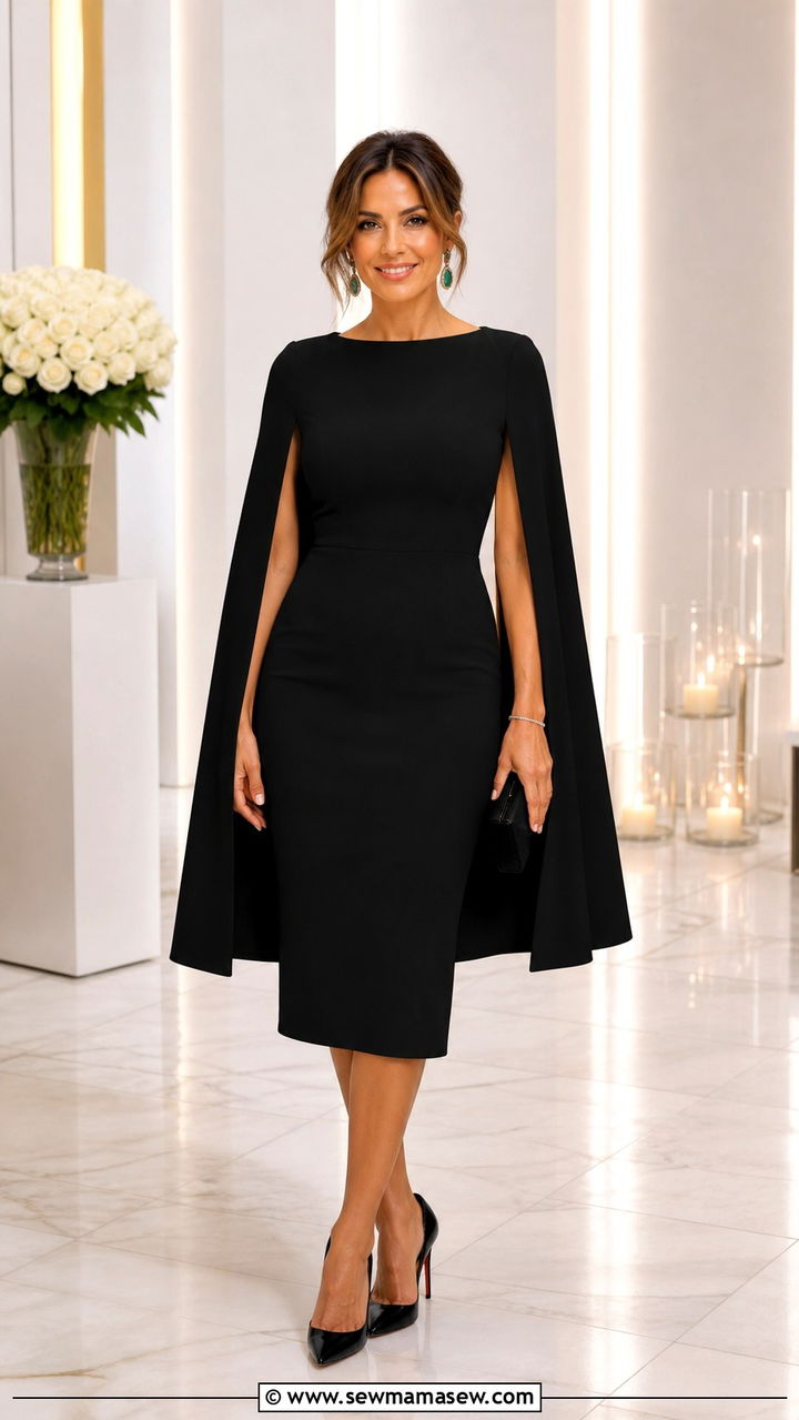 Cape Sleeve Dress For 40th Birthday - 40 Birthday outfits for women