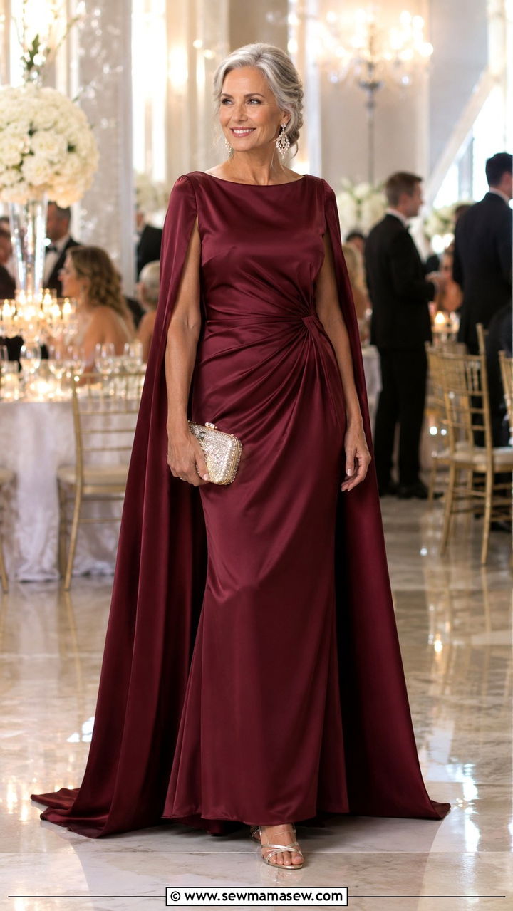 Cape Sleeve Dress for Black Tie Wedding - 25 What to wear to a wedding over 50