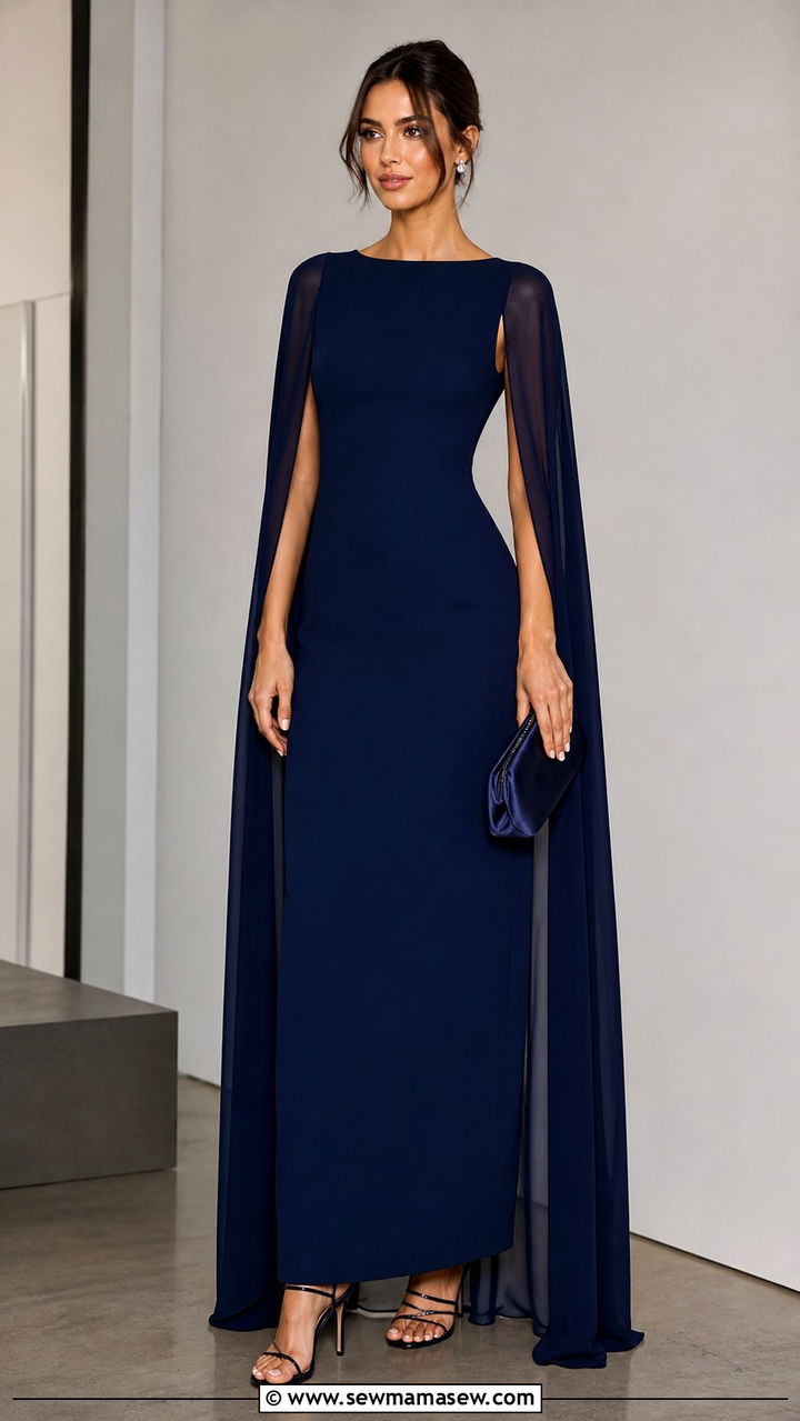 Cape Sleeve Floor Length Gown for Gala - 20 Charity gala outfit ideas