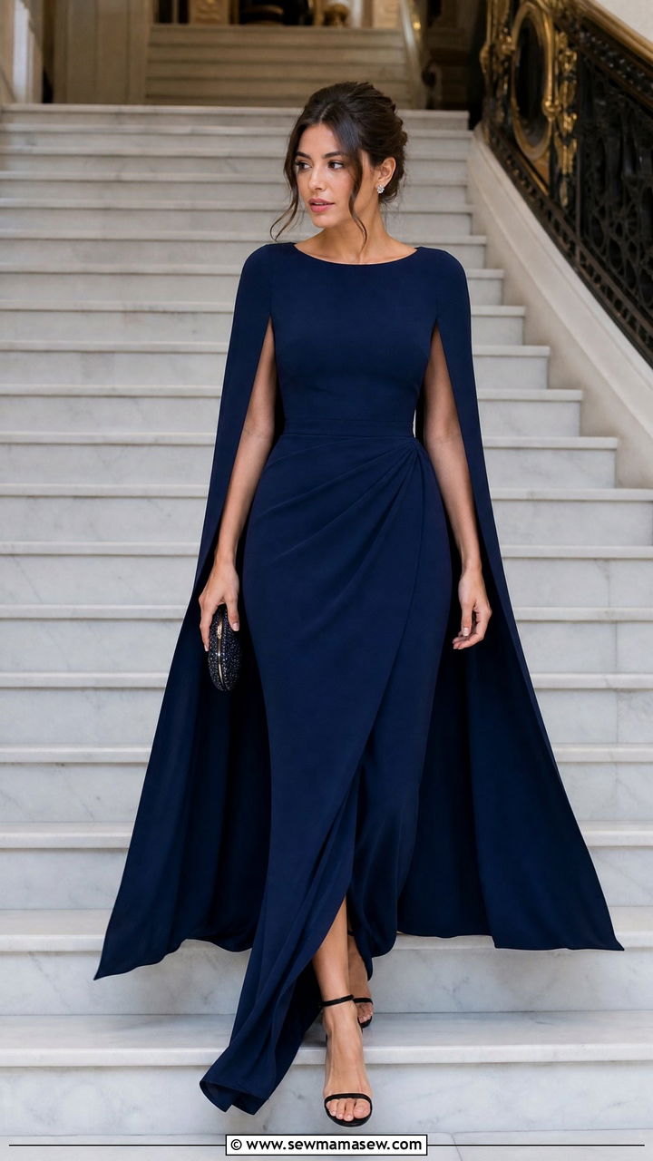 Cape Sleeve Gown With Minimal Accessories - 25 Awards ceremony outfit ideas