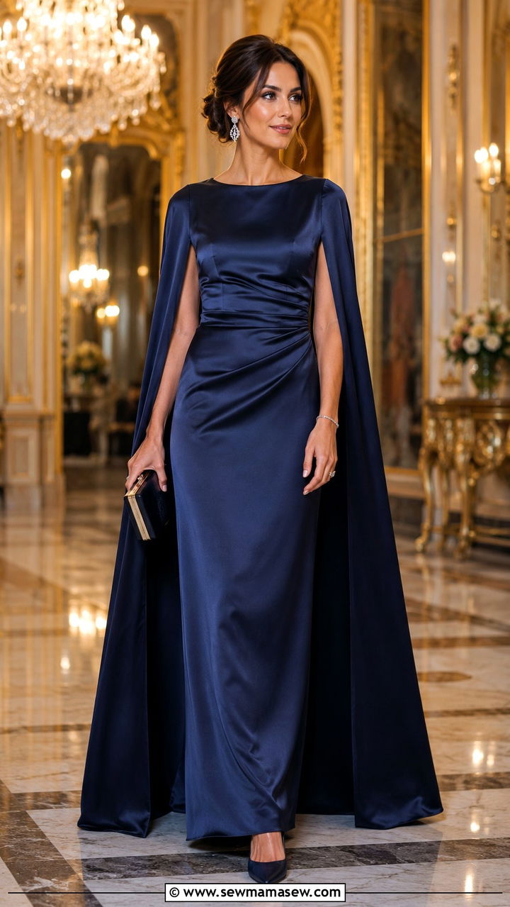 Cape Sleeve Maxi Dress And Pointed Toe Pumps - 30 Maxi dress with sleeves outfit ideas