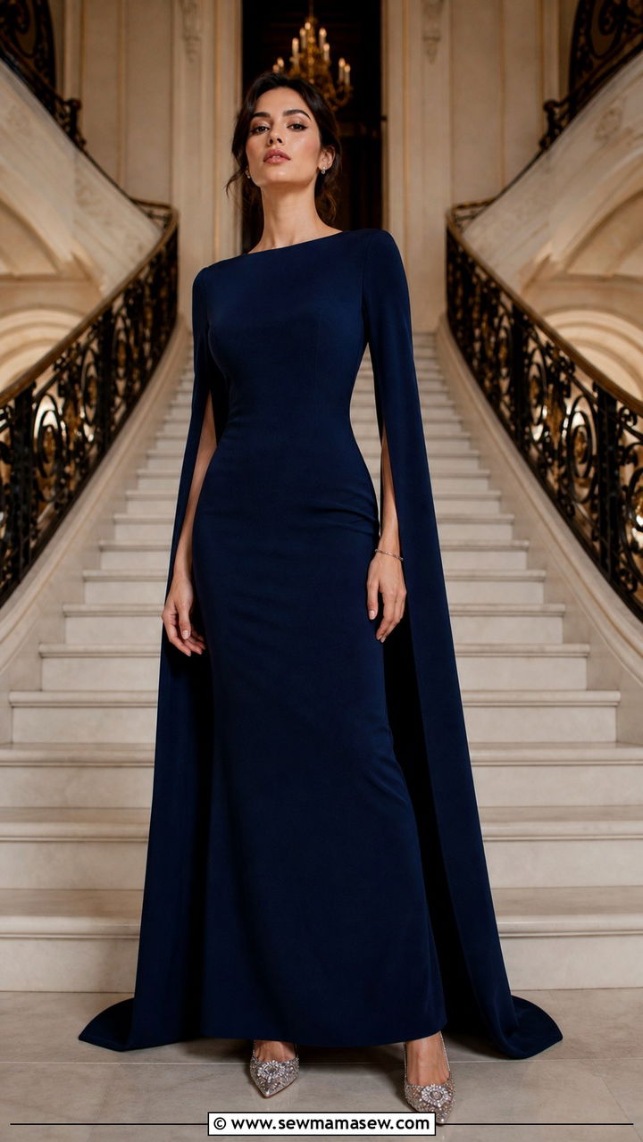 Cape Sleeve Prom Gown With Embellished Heels And Minimal Jewelry - 40 Prom outfit ideas