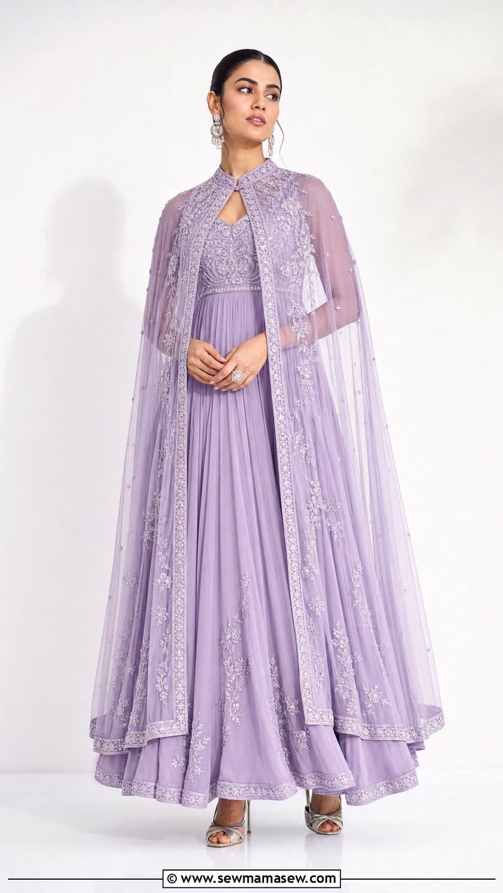 Cape Style Anarkali with Straight Trousers - 25 Eid outfit ideas Pakistani
