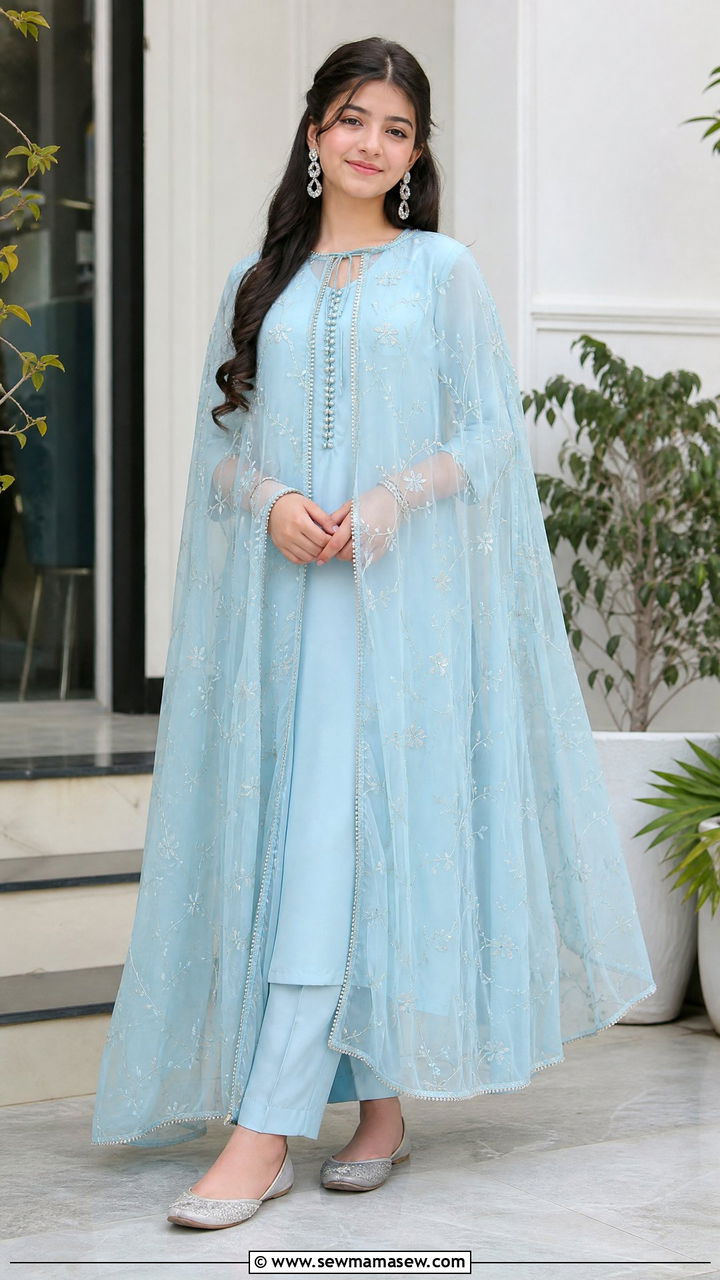 Cape Style Kurta Set - 30 Eid outfits for girls