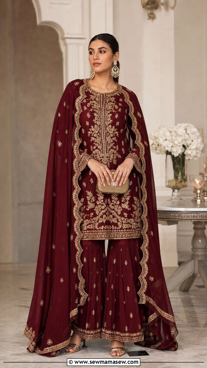 Cape Style Sharara Set - 25 Eid outfit ideas Arabic