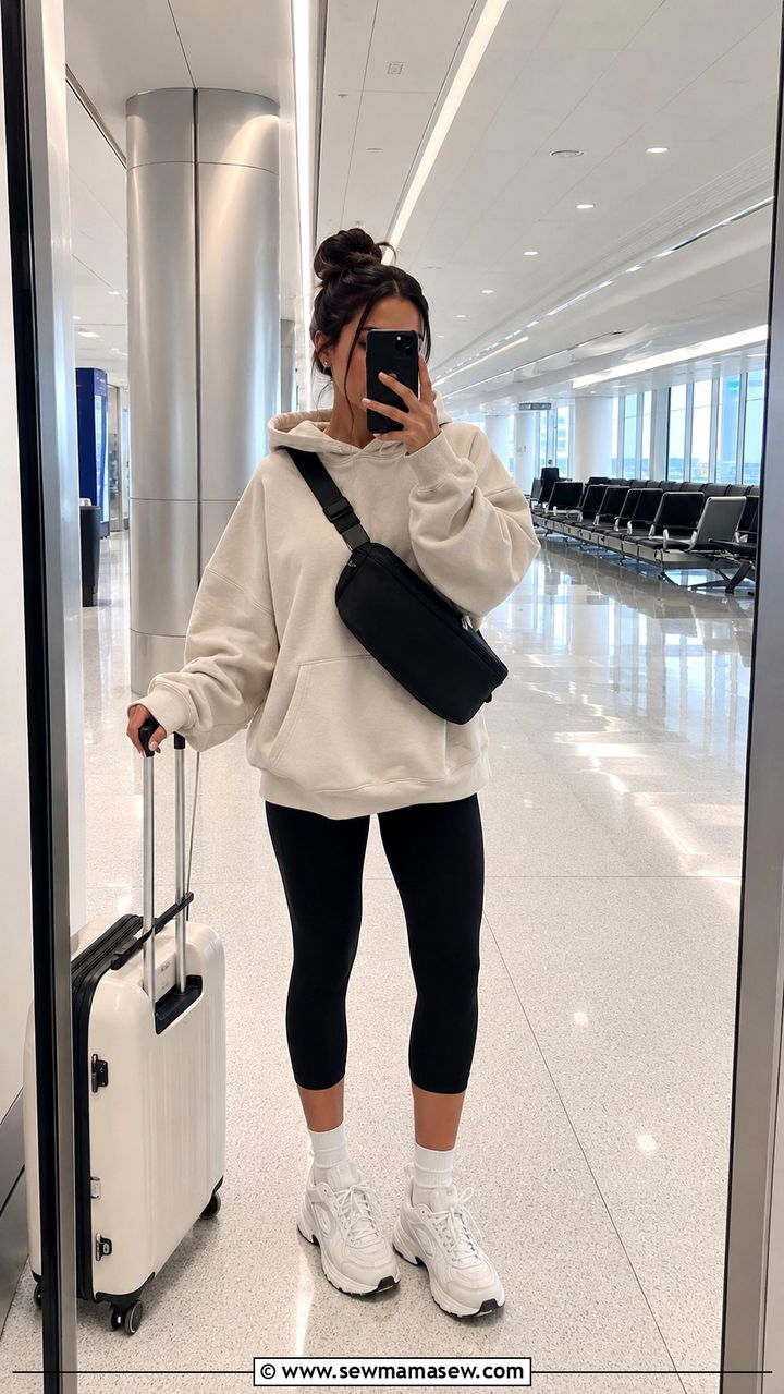 Capri Leggings With an Oversized Hoodie and Sneakers - 30 Late May outfit ideas