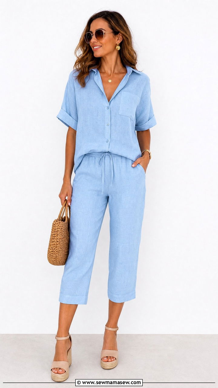 Capri pants with matching top outfit - 30 summer 90s outfit ideas