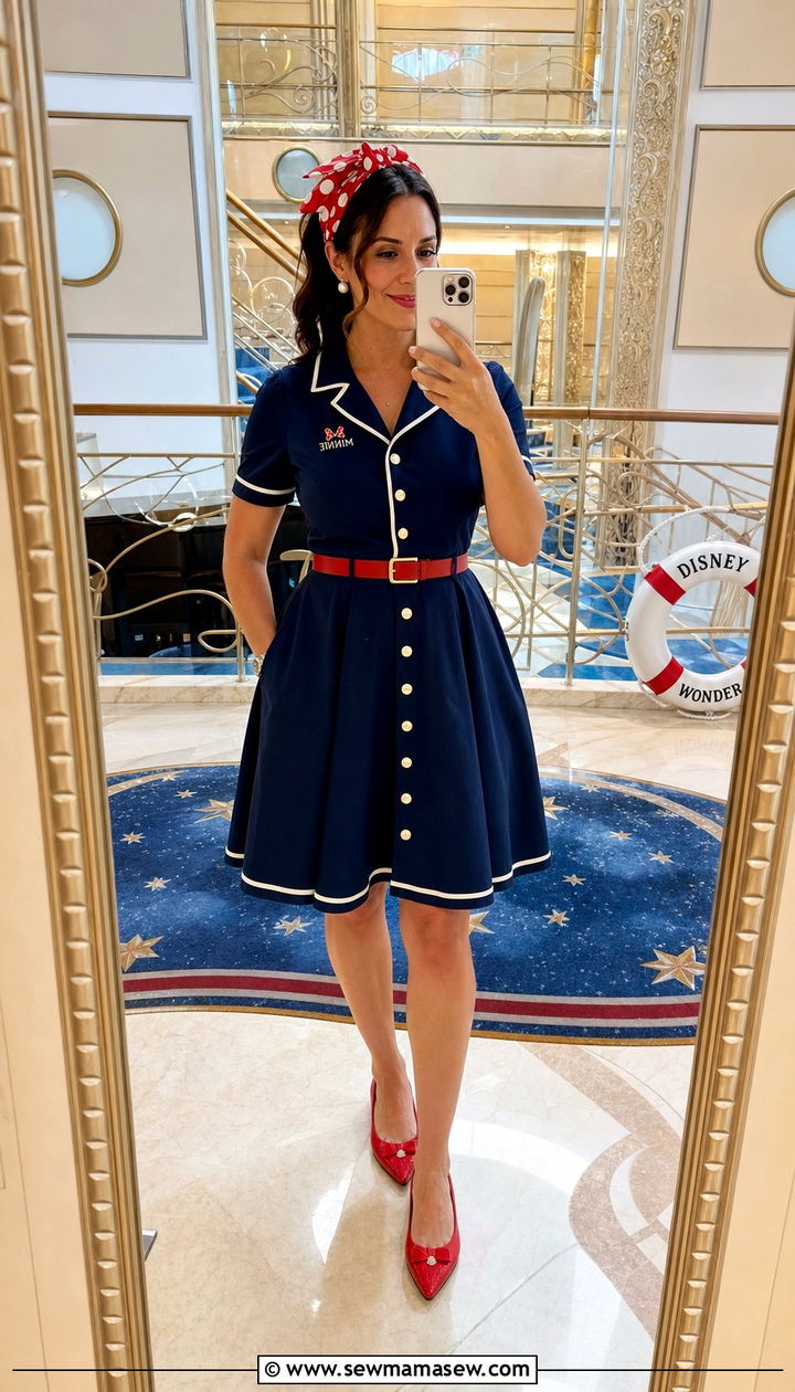 Captain Minnie Inspired Outfit with Red Accents - 25 Disney cruise outfit ideas 2026
