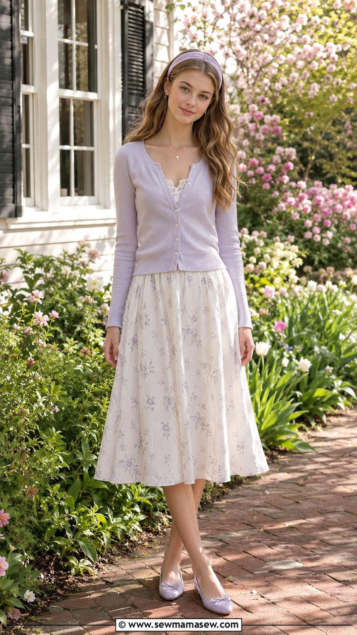 Cardigan And A Line Skirt Outfit - 25 Preppy outfits for teens