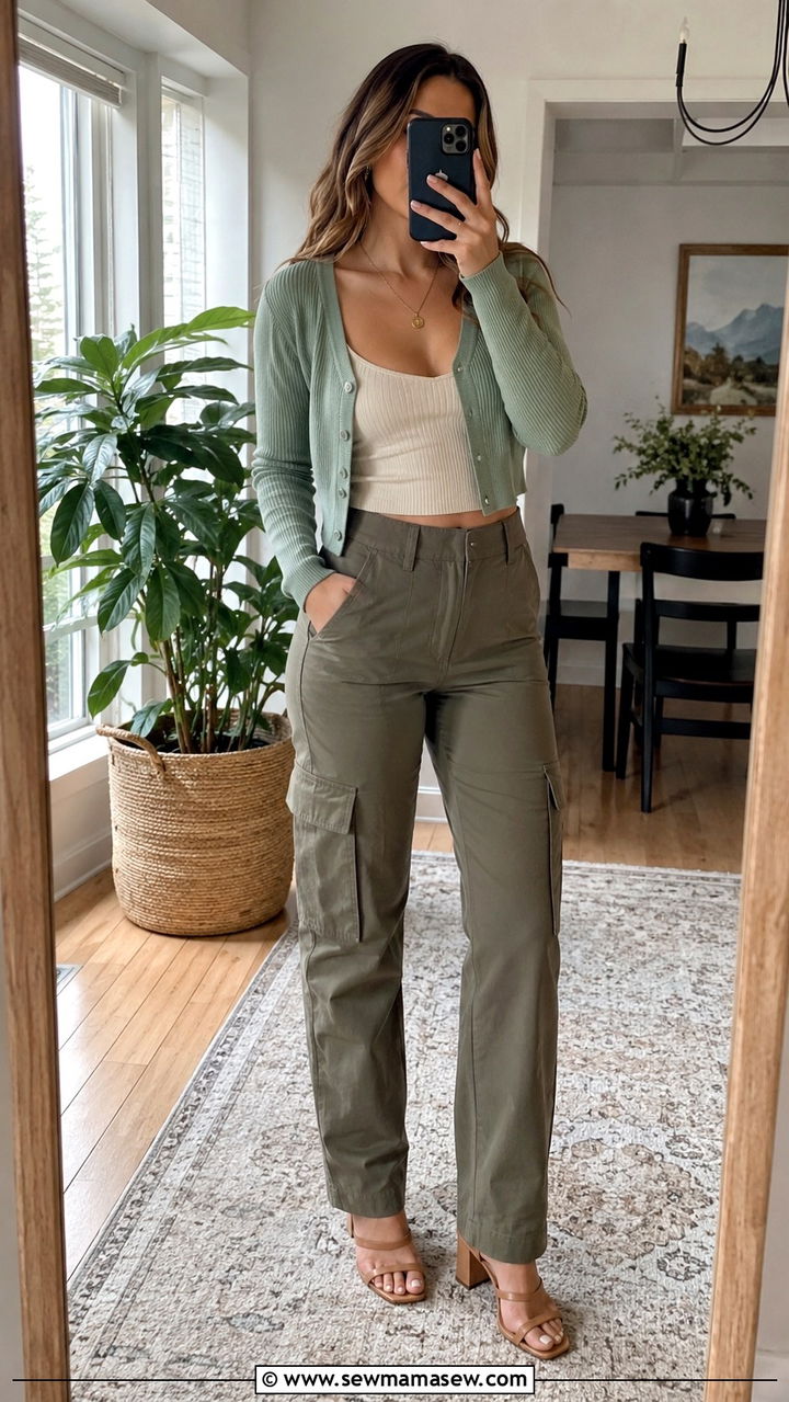 Cardigan And Cargo Pants With Heels - 30 Cargo pants outfit ideas with heels