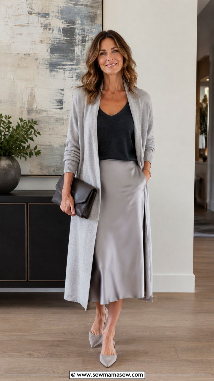 Cardigan And Slip Skirt Ensemble - 30 May Mother's Day outfit ideas