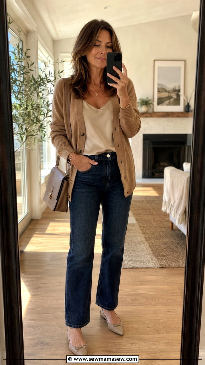 Cardigan And Straight Leg Jeans Outfit - 30 Outfit ideas for Gen X women