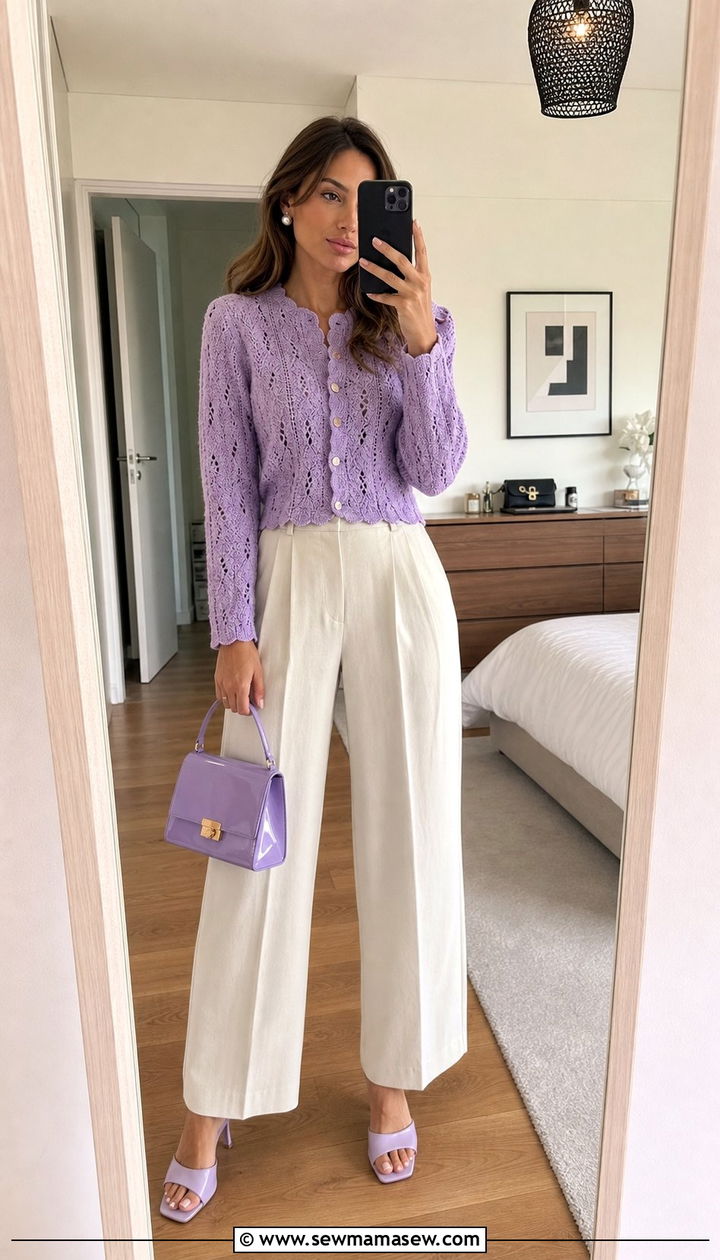 Cardigan As A Top And High Waist Trousers - 35 casual festival outfits