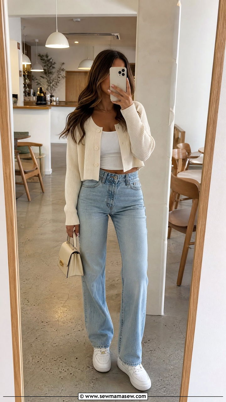 Cardigan Fitted Top Jeans Brunch Outfit - 25 Brunch outfit ideas pinterest