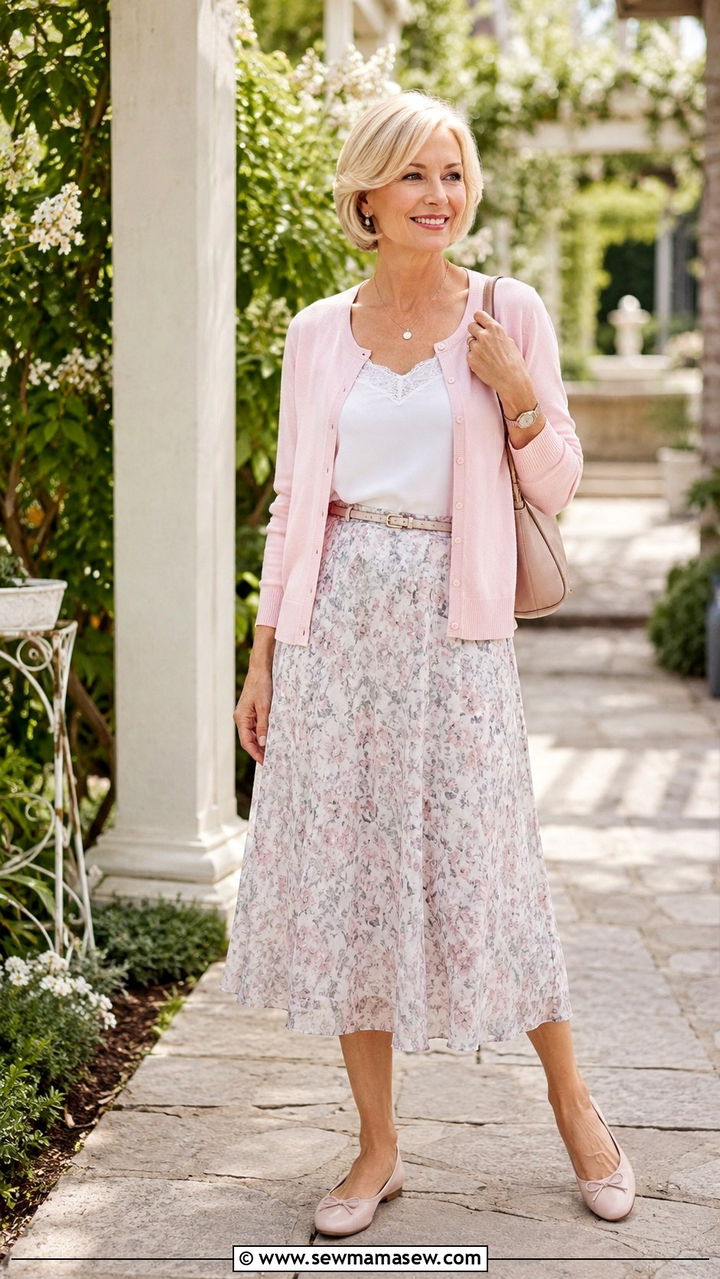 Cardigan Midi Skirt - 30 Cute outfits for women over 50