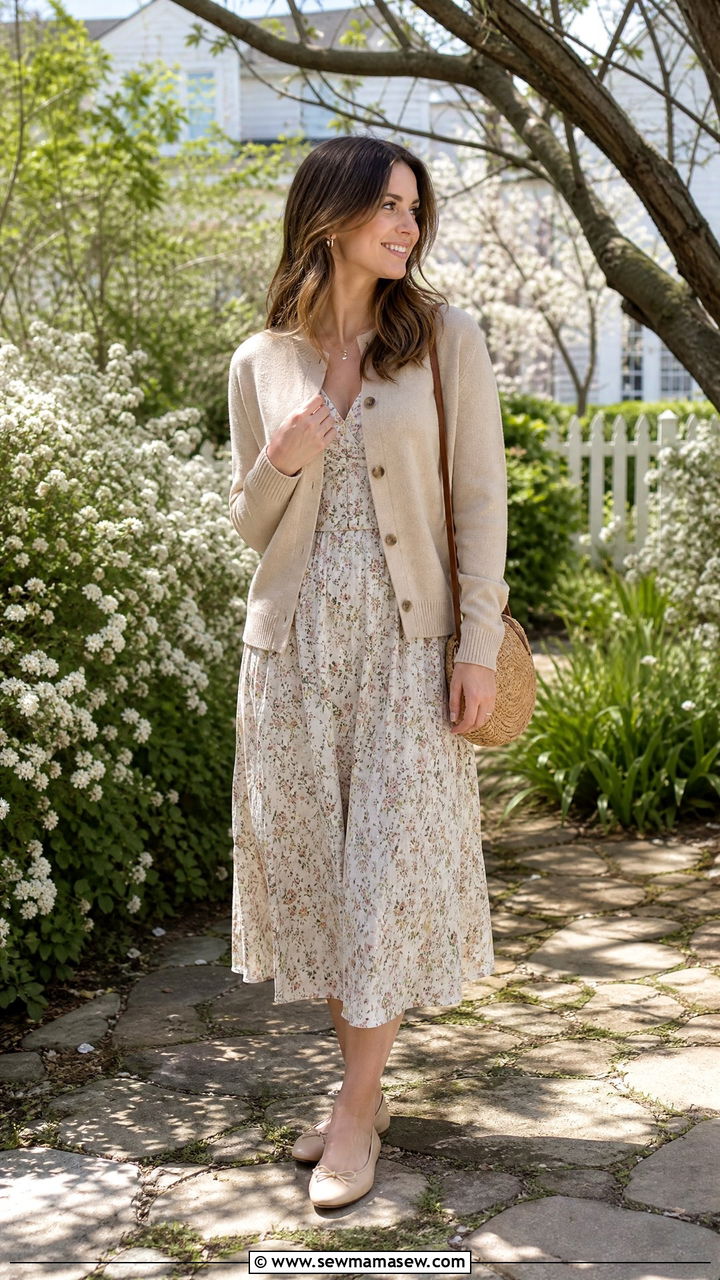 Cardigan With Midi Dress Outfit - 30 classy transitional outfits