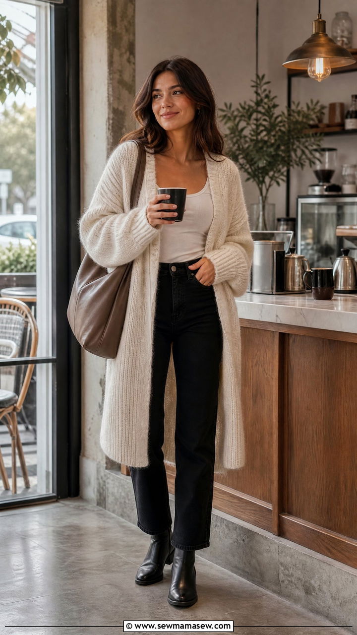Cardigan and Black Jeans Outfit - 25 How to style black jeans