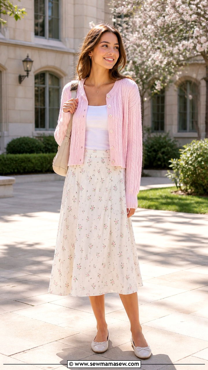 Cardigan and Midi Skirt - 40 back to school outfits