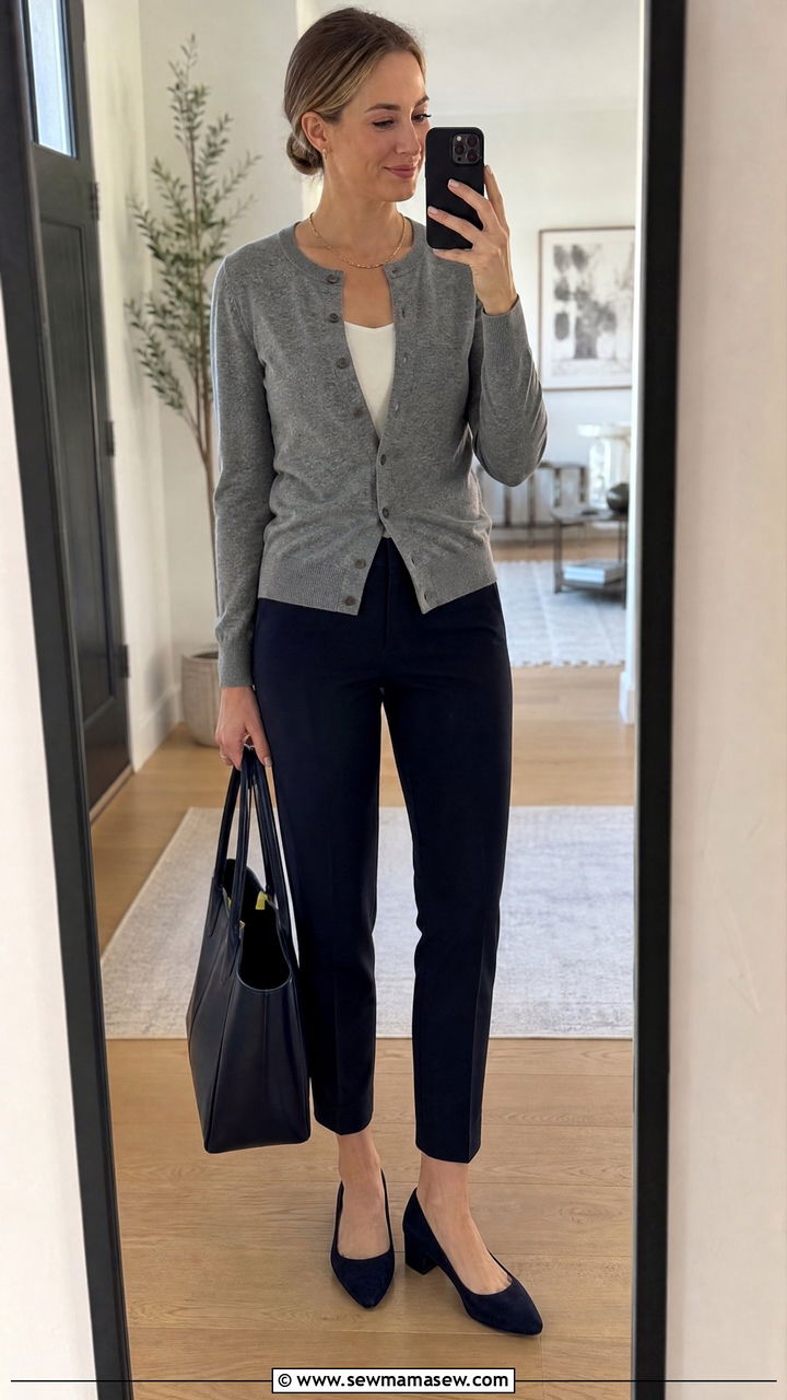 Cardigan and Tailored Trousers Flight Attendant Look - 30 Flight attendant style outfits