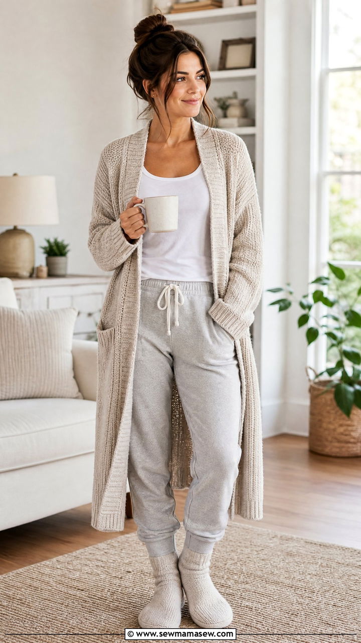 Cardigan and Tank Top - 25 Cozy sick day outfit ideas