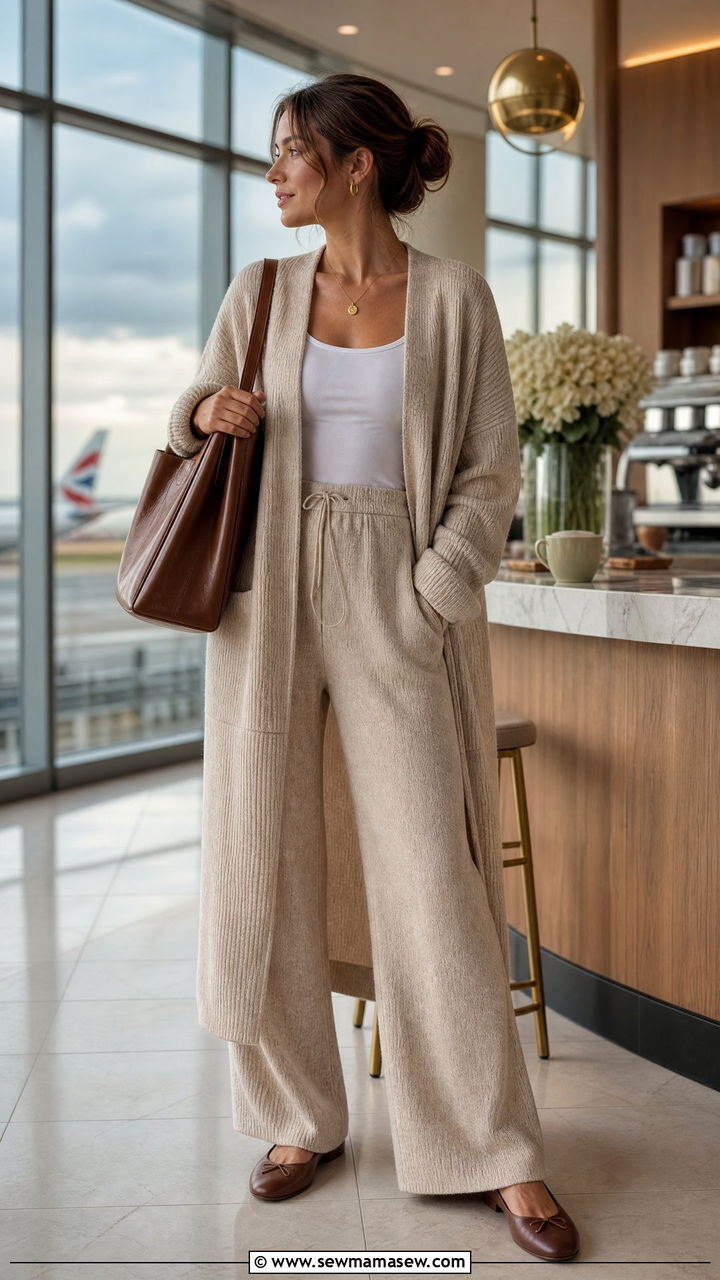 Cardigan and Trouser Matching Set Airport Outfit - 30 Matching set outfit ideas for airport