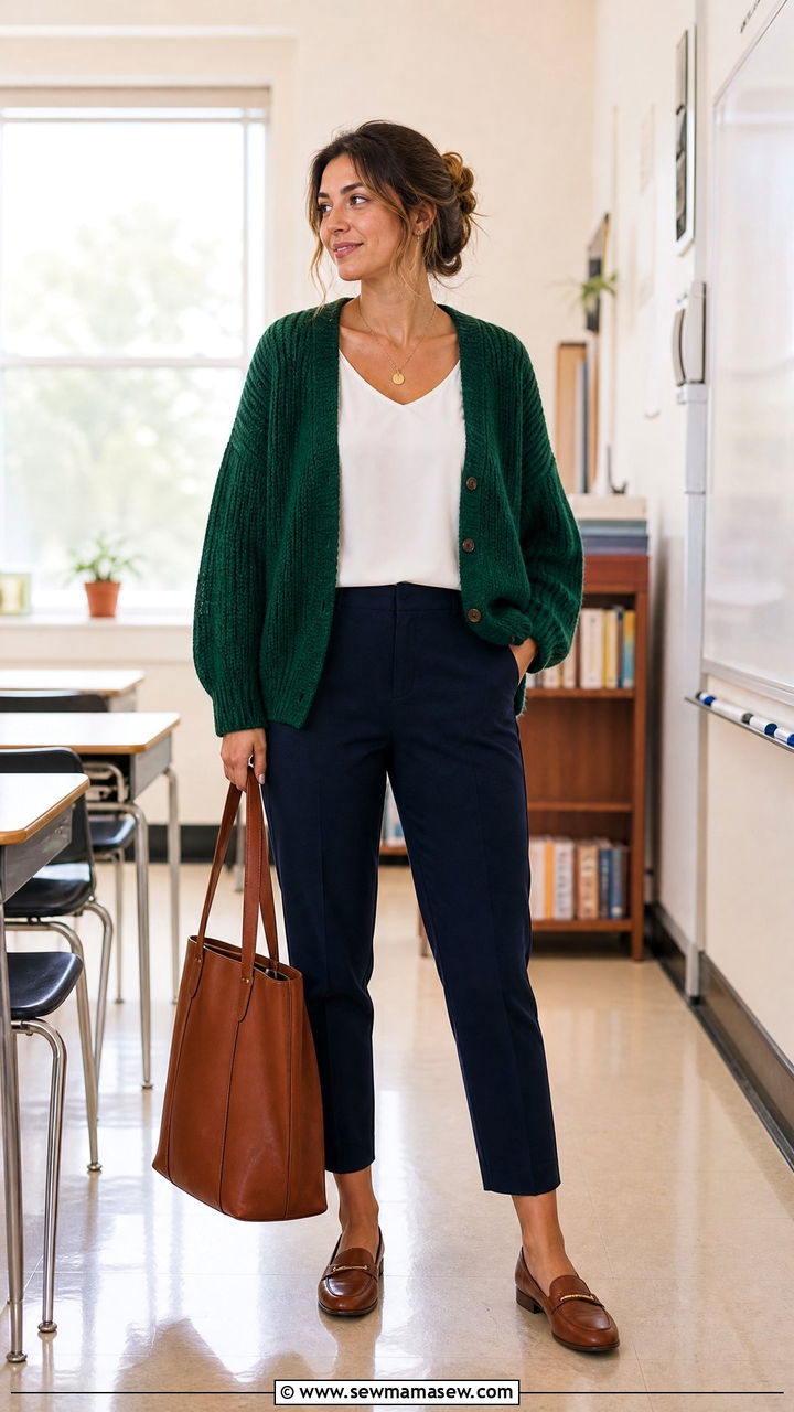 Cardigan and cropped trousers - 25 High school teacher outfit ideas