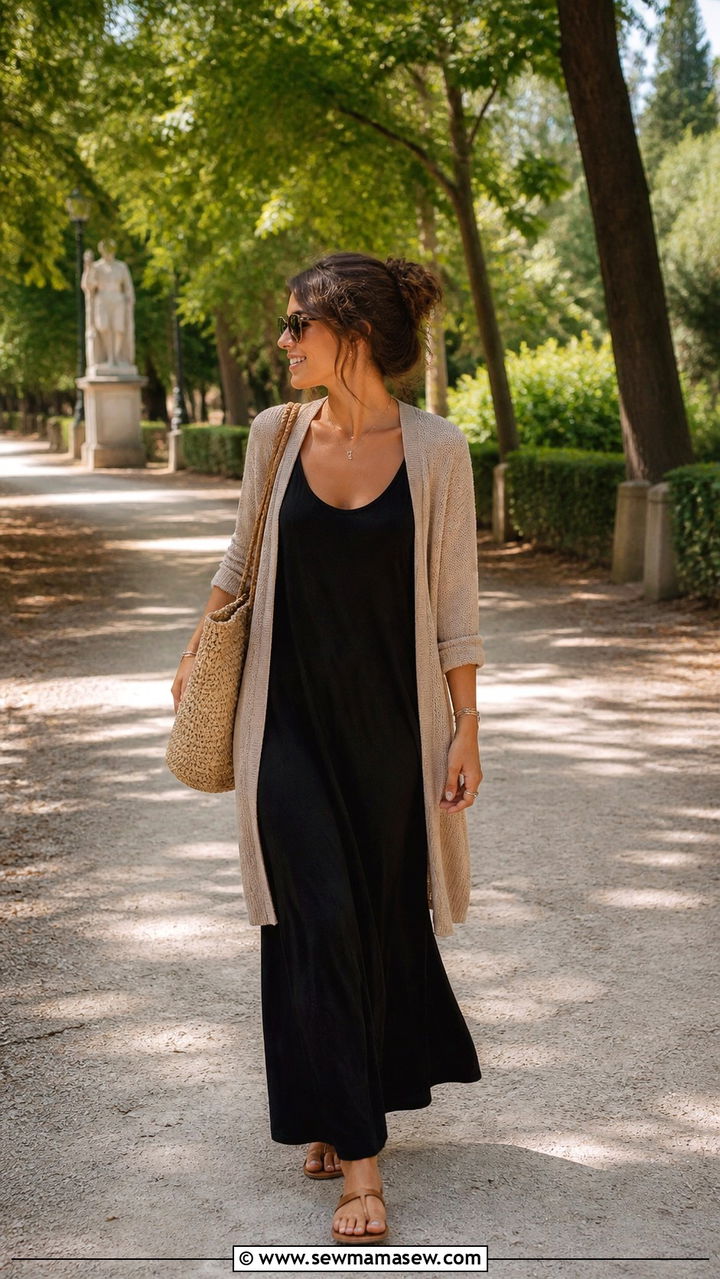 Cardigan and maxi dress outfit Rome - 40 What to wear in Rome