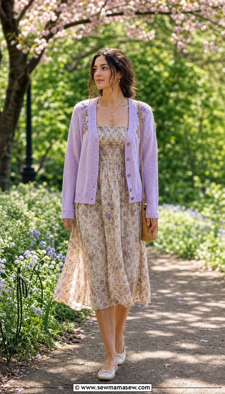 Cardigan and midi dress fairycore outfit - 25 spring fairycore outfit ideas